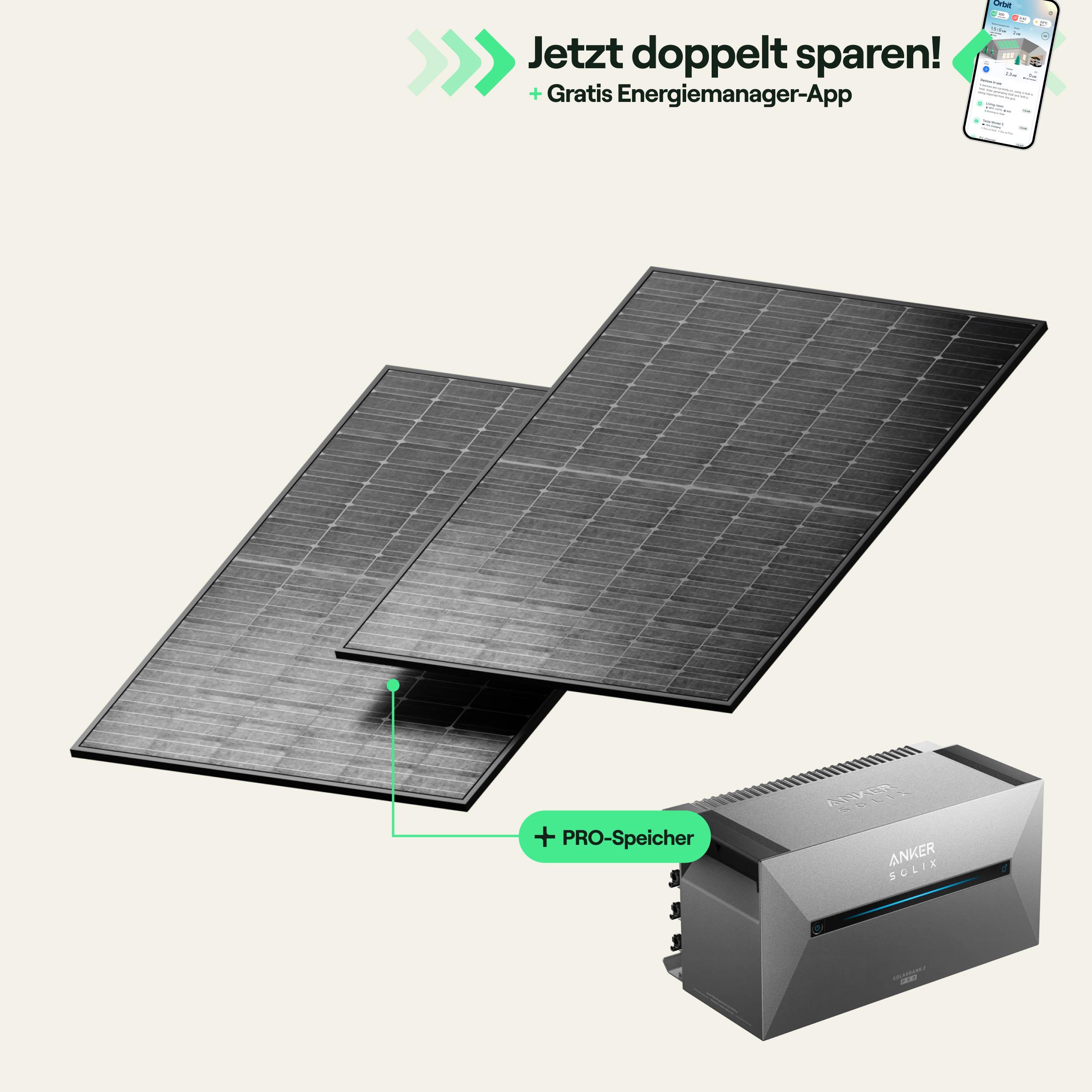 Priwatt Smartes Balkonkraftwerk 1000W mit Anker Solarbank 2 AC